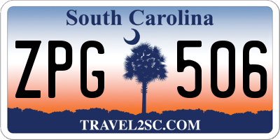 SC license plate ZPG506