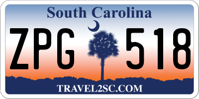SC license plate ZPG518