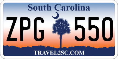 SC license plate ZPG550