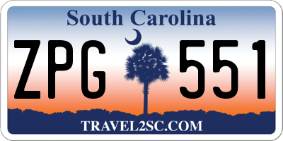 SC license plate ZPG551