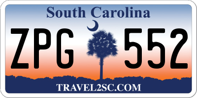 SC license plate ZPG552