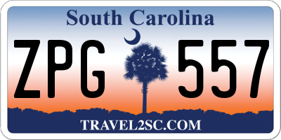 SC license plate ZPG557