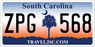 SC license plate ZPG568