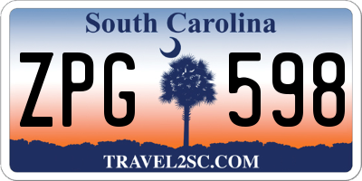 SC license plate ZPG598