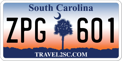 SC license plate ZPG601