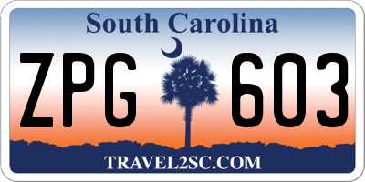 SC license plate ZPG603