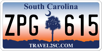 SC license plate ZPG615