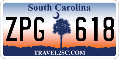 SC license plate ZPG618
