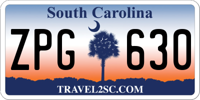 SC license plate ZPG630