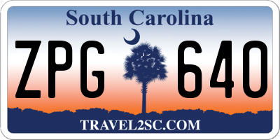 SC license plate ZPG640