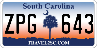 SC license plate ZPG643