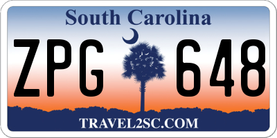 SC license plate ZPG648