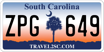 SC license plate ZPG649