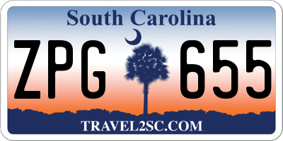 SC license plate ZPG655