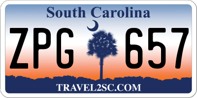 SC license plate ZPG657