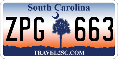 SC license plate ZPG663