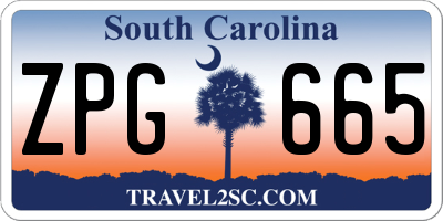 SC license plate ZPG665