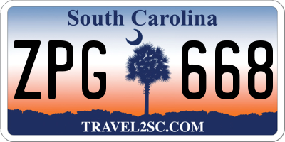 SC license plate ZPG668