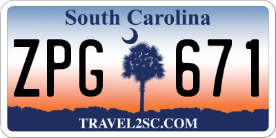 SC license plate ZPG671