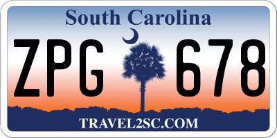 SC license plate ZPG678