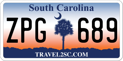 SC license plate ZPG689