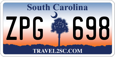 SC license plate ZPG698