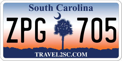 SC license plate ZPG705