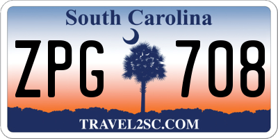 SC license plate ZPG708