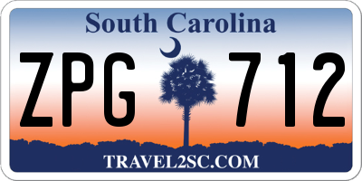 SC license plate ZPG712