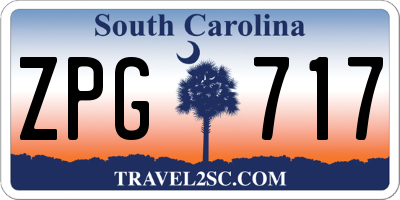 SC license plate ZPG717