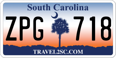 SC license plate ZPG718