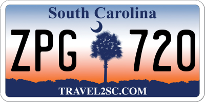 SC license plate ZPG720