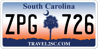 SC license plate ZPG726