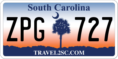 SC license plate ZPG727