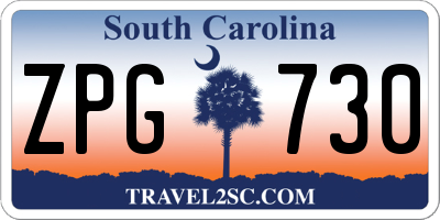 SC license plate ZPG730
