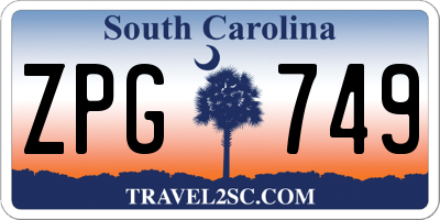 SC license plate ZPG749