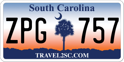 SC license plate ZPG757