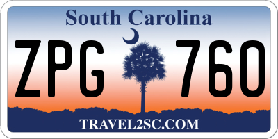 SC license plate ZPG760