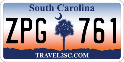 SC license plate ZPG761