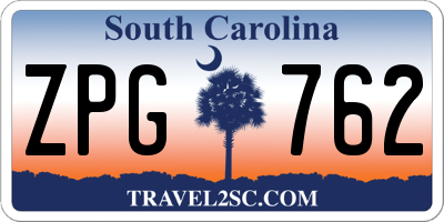 SC license plate ZPG762