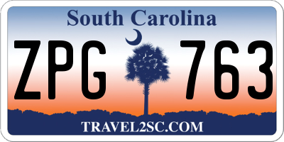 SC license plate ZPG763