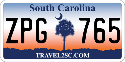 SC license plate ZPG765