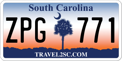 SC license plate ZPG771