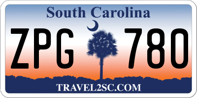 SC license plate ZPG780