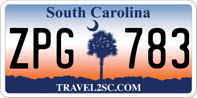 SC license plate ZPG783