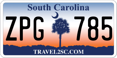 SC license plate ZPG785