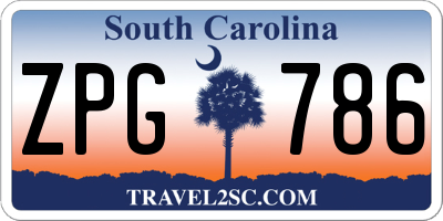 SC license plate ZPG786