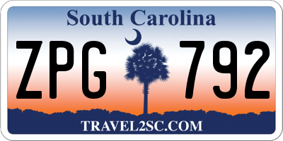SC license plate ZPG792