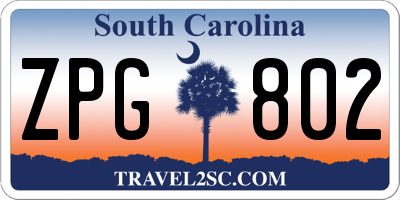 SC license plate ZPG802