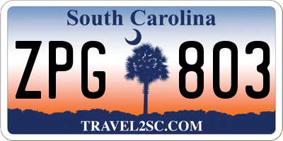 SC license plate ZPG803
